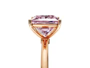Solitaire Engagement Ring Setting for Fancy Pink Princess Cut Center with Straight Thin Band and Prong Head in Rose Gold