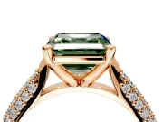 Solitaire Engagement Ring Setting for Fancy Green Asscher Cut Center with Multi-Row Accents and Prong Head in Rose Gold