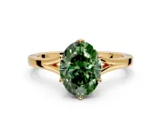 Solitaire Engagement Ring Setting for Fancy Green Oval Center with Plain Split Shank and Prong Head in Yellow Gold