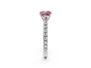 Solitaire Engagement Ring Setting for Fancy Pink Cushion Cut Center with Large Accent Band and Prong Head in Sterling Silver