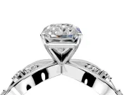 Solitaire Engagement Ring Setting for Radiant Cut Center with Criss-Cross Accent Band and Prong Head in Sterling Silver