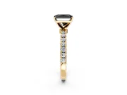 Open Basket Engagement Ring Setting for Fancy Black Radiant Cut Center with Pave Band and Prong Head in Yellow Gold