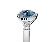 Solitaire Engagement Ring Setting for Fancy Blue Heart-Shaped Center with Beaded Shoulders and Prong Head in White Gold