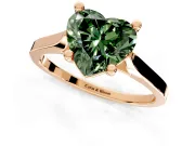Solitaire Engagement Ring Setting for Fancy Green Heart-Shaped Center with Tapered Shoulders and Prong Head in Rose Gold