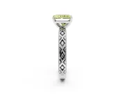 Solitaire Engagement Ring Setting for Fancy Yellow Radiant Cut Center with Milgrain X Pattern Band and Prong Head in Sterling Silver