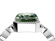 Vintage Station Engagement Ring Setting for Fancy Green Asscher Cut Center with Accents and Prong Head in Platinum