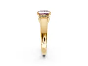 Solitaire Engagement Ring Setting for Fancy Pink Princess Cut Center with Wide Band, Pave Collar and Prong Head in Yellow Gold
