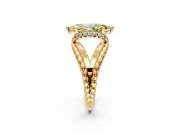 Halo Engagement Ring Setting for Fancy Yellow Marquise Center with Rope Twist Split Shank and Prong Head in Yellow Gold