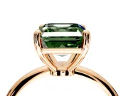 Minimalist Solitaire Engagement Ring Setting for Fancy Green Asscher Cut Center with Thin Band and Prong Head in Rose Gold