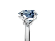Minimalist Solitaire Engagement Ring Setting for Fancy Blue Heart-Shaped Center with Thin Band and Prong Head in Sterling Silver