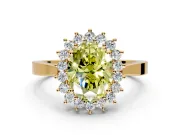 Starburst Halo Engagement Ring Setting for Fancy Yellow Oval Center with Flat Cathedral Band and Prong Head in Yellow Gold