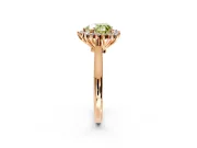 Starburst Halo Engagement Ring Setting for Fancy Yellow Heart-Shaped Center with Thin Round-Wire Band and Prong Head in Rose Gold