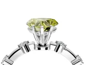 Solitaire Engagement Ring Setting for Fancy Yellow Heart-Shaped Center with Bezel Station Band and Prong Head in Platinum