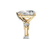 Solitaire Engagement Ring Setting for Pear-Shaped Center with Bezel Station Band and Prong Head in Yellow Gold