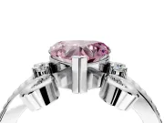 Solitaire Engagement Ring Setting for Fancy Pink Heart-Shaped Center with Twisted Band and Scroll Prong Head in Platinum