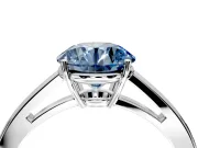 Solitaire Engagement Ring Setting for Fancy Blue Round Cut Center with Open Cathedral Shoulders and Prong Head in Platinum