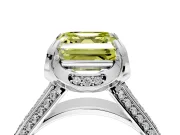 Solitaire Engagement Ring Setting for Fancy Yellow Asscher Cut Center with Accented Split Shank and Prong Head in White Gold