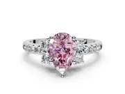 Paired Accent Engagement Ring Setting for Fancy Pink Pear-Shaped Center with Pave Band and Prong Head in Sterling Silver