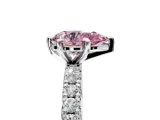 Solitaire Engagement Ring Setting for Fancy Pink Pear-Shaped Center with Shared-Prong Accents and Prong Head in Sterling Silver