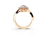 Starburst Halo Engagement Ring Setting for Marquise Center with Flat Cathedral Band and Prong Head in Rose Gold