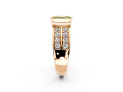 Bezel Engagement Ring Setting for Fancy Yellow Emerald Cut Center with Wide Channel-Set Band and Bezel Head in Rose Gold
