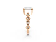 Milgrain Bezel Engagement Ring Setting for Asscher Cut Center with Marquise Stations and Bezel Head in Rose Gold