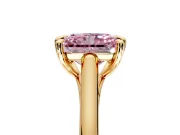 Solitaire Engagement Ring Setting for Fancy Pink Radiant Cut Center with Cathedral Band and Prong Head in Yellow Gold