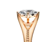 Solitaire Engagement Ring Setting for Oval Center with Milgrain Cathedral Band and Prong Head in Rose Gold