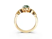 Leaf Engagement Ring Setting for Fancy Green Marquise Center with Milgrain Accent Band and Prong Head in Yellow Gold