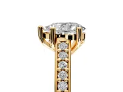 Solitaire Engagement Ring Setting for Pear-Shaped Center with Pave Cathedral Band and Prong Head in Yellow Gold