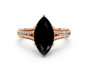 Solitaire Engagement Ring Setting for Fancy Black Marquise Center with Pave Rail Split Shank and Prong Head in Rose Gold