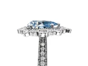 Milgrain Halo Engagement Ring Setting for Fancy Blue Pear-Shaped Center with Bezel Point Accents and Prong Head in White Gold
