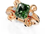 Solitaire Engagement Ring Setting for Fancy Green Radiant Cut Center with Twisted Band and Scroll Prong Head in Rose Gold
