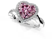 Halo Engagement Ring Setting for Fancy Pink Heart-Shaped Center with Twist Band and Prong Head in Sterling Silver
