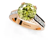 Solitaire Engagement Ring Setting for Fancy Yellow Round Cut Center with Channel Band and Double Claw Prong Head in Rose Gold