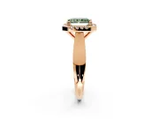 Halo Engagement Ring Setting for Fancy Green Radiant Cut Center with Square Band and Prong Head in Rose Gold