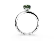 Solitaire Engagement Ring Setting for Fancy Green Radiant Cut Center with Fine Pave Band and Prong Head in Sterling Silver