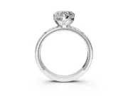 Solitaire Engagement Ring Setting for Heart-Shaped Center with Scrollwork Band and Prong Head in Platinum