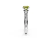 Solitaire Engagement Ring Setting for Fancy Yellow Cushion Cut Center with Pave Rail Split Shank and Prong Head in Platinum