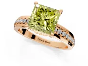 Solitaire Engagement Ring Setting for Fancy Yellow Princess Cut Center with Raised Channel Band and Prong Head in Rose Gold