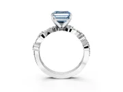 Solitaire Engagement Ring Setting for Fancy Blue Asscher Cut Center with Bar-Station Pave Twist and Prong Head in Platinum
