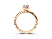 Solitaire Engagement Ring Setting for Fancy Pink Pear-Shaped Center with Milgrain X Pattern Band and Prong Head in Rose Gold