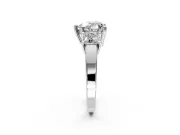 3 Stone Engagement Ring Setting for Heart-Shaped Center with Matching Side Accents and Prong Head in White Gold