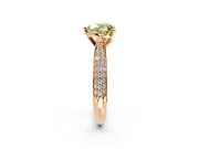 Solitaire Engagement Ring Setting for Fancy Yellow Heart-Shaped Center with Multi-Row Accents and Prong Head in Rose Gold