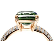 Solitaire Engagement Ring Setting for Fancy Green Asscher Cut Center with Multi-Row Pave Accents and Basket Head in Rose Gold