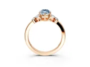 Solitaire Engagement Ring Setting for Fancy Blue Marquise Center with Marquise Flower Shoulders and Prong Head in Rose Gold
