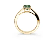 Solitaire Engagement Ring Setting for Fancy Green Cushion Cut Center with Open Cathedral Shoulders and Prong Head in Yellow Gold