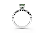 Solitaire Engagement Ring Setting for Fancy Green Cushion Cut Center with Milgrain Bezel Accents and Prong Head in White Gold
