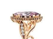Halo Engagement Ring Setting for Fancy Pink Marquise Center with Leaf Motif Split Shank and Prong Head in Rose Gold