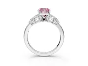 Leaf Cluster Engagement Ring Setting for Fancy Pink Cushion Cut Center with Marquise Accents and Prong Head in Sterling Silver